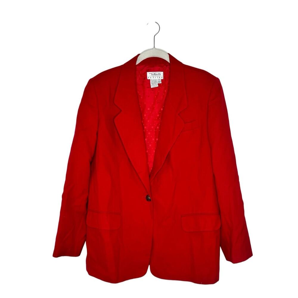Talbots Vintage Wool Red Gold Crest Logo Buttons Jacket Blazer Size 10 Petite